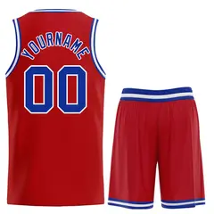 Red Royal-White Curved Classic Sets Basketball Jersey 2