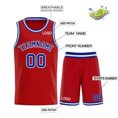 Red Royal-White Curved Classic Sets Basketball Jersey 3