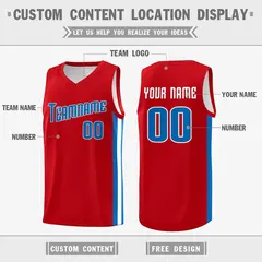 Red Royal White Double Side Basketball Jersey 2