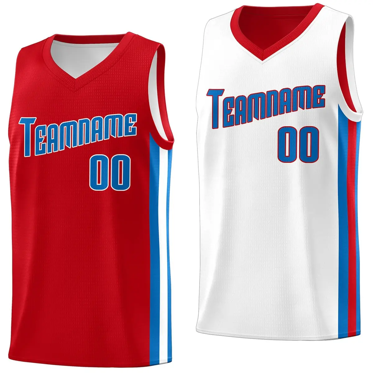 Red Royal-White Double Side Basketball Jersey