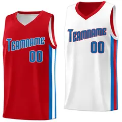 Red Royal-White Double Side Basketball Jersey