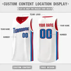 Red Royal-White Double Side Basketball Jersey 3