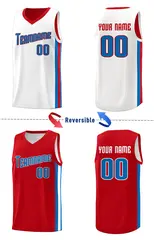 Red Royal-White Double Side Basketball Jersey 4