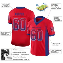 Red Royal-White Drift Fashion Mesh Authentic Football Jersey 2