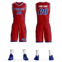 Red Royal-White Graffiti Claw Pattern Sets Basketball Jersey