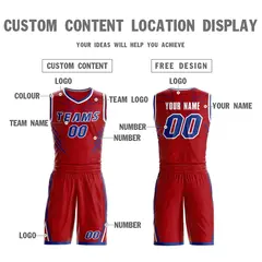 Red Royal-White Graffiti Claw Pattern Sets Basketball Jersey 3