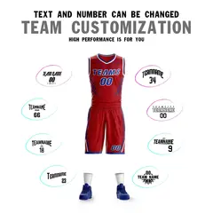 Red Royal-White Graffiti Claw Pattern Sets Basketball Jersey 4