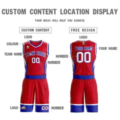 Red Royal-White Graffiti Lightning Basketball Jersey 3