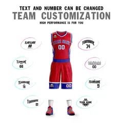 Red Royal-White Graffiti Lightning Basketball Jersey 4