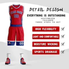 Red Royal-White Graffiti Lightning Basketball Jersey 2