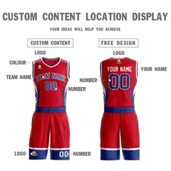 Red Royal-White Graffiti Lightning Basketball Jersey 3