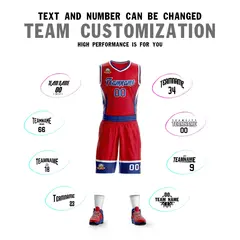 Red Royal-White Graffiti Lightning Basketball Jersey 4