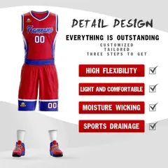 Red Royal-White Graffiti Lightning Basketball Jersey 2