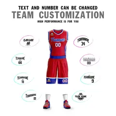 Red Royal-White Graffiti Lightning Basketball Jersey 4
