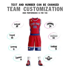 Red Royal-White Graffiti Lightning Basketball Jersey 4