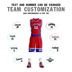 Red Royal-White Graffiti Lightning Basketball Jersey 4