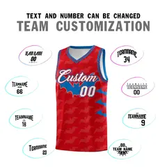 Red Royal White Halloween Bat Pattern Basketball Jersey 4