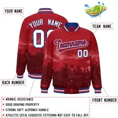 Red Royal-White Philadelphia City Skyline Varsity Full-Snap Track Jacket 2
