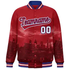 Red Royal-White Philadelphia City Skyline Varsity Full-Snap Track Jacket 3