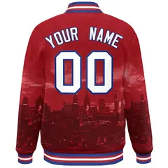 Red Royal-White Philadelphia City Skyline Varsity Full-Snap Track Jacket 4