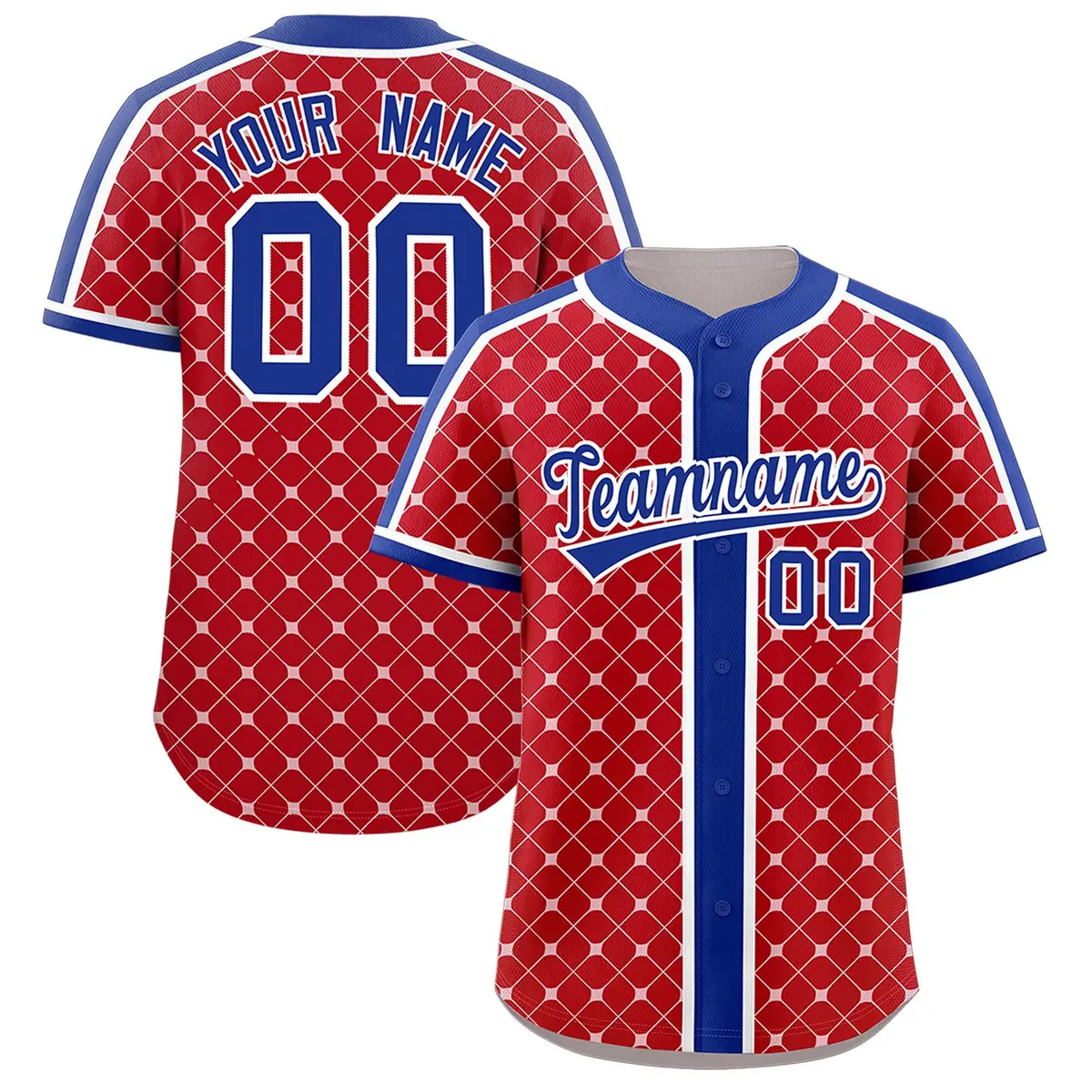 Red Royal-White Plaid Authentic Baseball Jersey