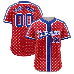 Red Royal-White Plaid Authentic Baseball Jersey