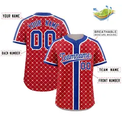 Red Royal-White Plaid Authentic Baseball Jersey 2