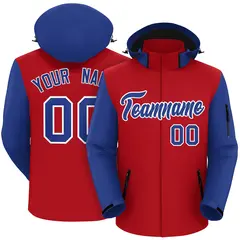 Red Royal-White Raglan Sleeve Waterproof Jacket