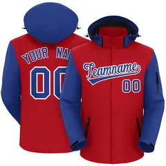 Red Royal-White Raglan Sleeve Waterproof Jacket 1