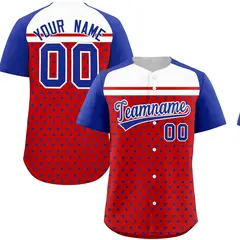 Red Royal-White Raglan Star Print Baseball Jersey 1