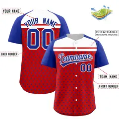 Red Royal-White Raglan Star Print Baseball Jersey 2