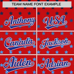 Red Royal-White Raglan Star Print Baseball Jersey 3