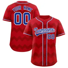 Red Royal-White Ripple Design Authentic Baseball Jersey