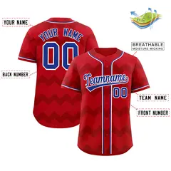 Red Royal-White Ripple Design Authentic Baseball Jersey 2