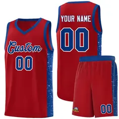 Red Royal White Side Splash Basketball Jersey