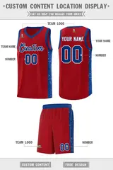 Red Royal White Side Splash Basketball Jersey 2
