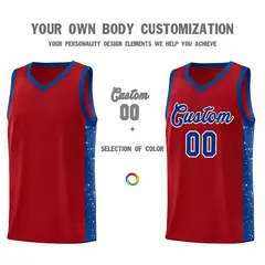 Red Royal White Side Splash Basketball Jersey 3