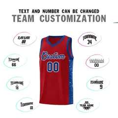Red Royal White Side Splash Basketball Jersey 4