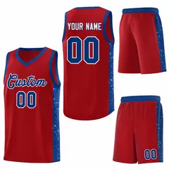 Red Royal White Side Splash Basketball Jersey 6