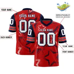 Red Royal White Star Pattern Authentic Football Jersey 2