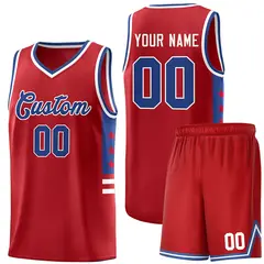 Red Royal-White Star Pattern Sports Basketball Jersey