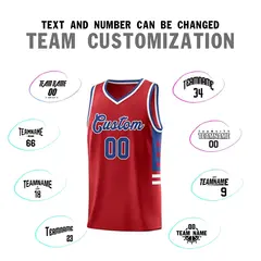 Red Royal-White Star Pattern Sports Basketball Jersey 3