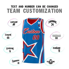 Red Royal White Star Series Reversible Basketball Jersey 4