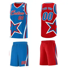 Red Royal White Star Series Reversible Basketball Jersey 5