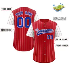 Red Royal-White Stripe Raglan Baseball Jersey 2