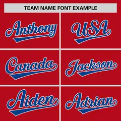 Red Royal-White Stripe Raglan Two-Button Softball Jersey 3