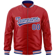 Red Royal-White Varsity Full-Zip Letterman Bomber Jacket 3