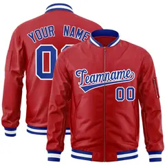 Red Royal-White Varsity Full-Zip Letterman Bomber Jacket 1