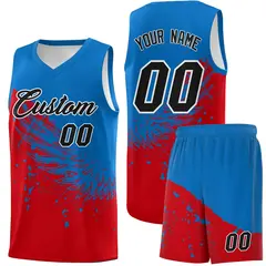 Red Royal Wing Pattern Basketball Sports Uniform Jersey 1