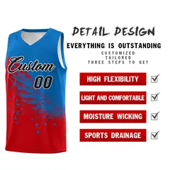 Red Royal Wing Pattern Basketball Sports Uniform Jersey 2